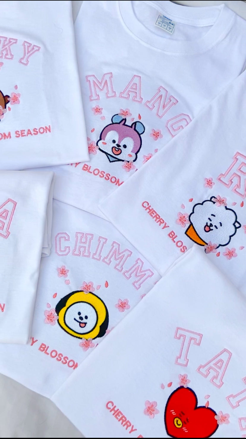 BT21 CHERRY BLOSSOM COLLECTION – Embroidered Spring Tees