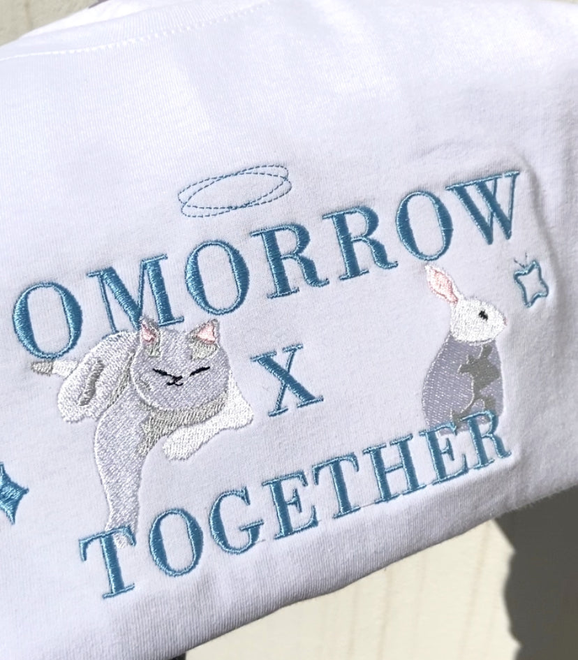 Tomorrow X Together TXT White Embroidered T-Shirt Unisex