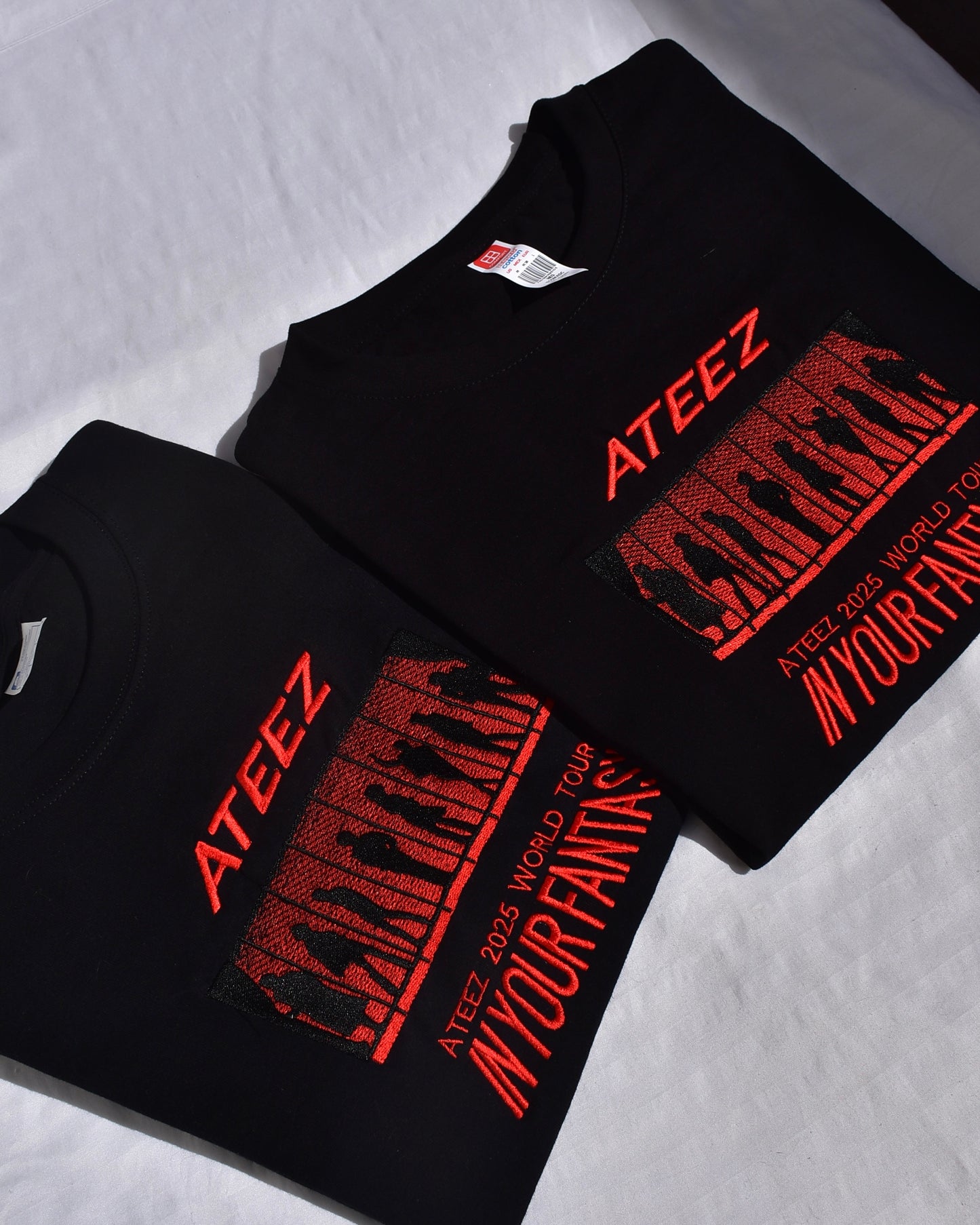 ATEEZ IN YOUR FANTASY TOUR BLACK EMBROIDERED T-SHIRT TEE shirt