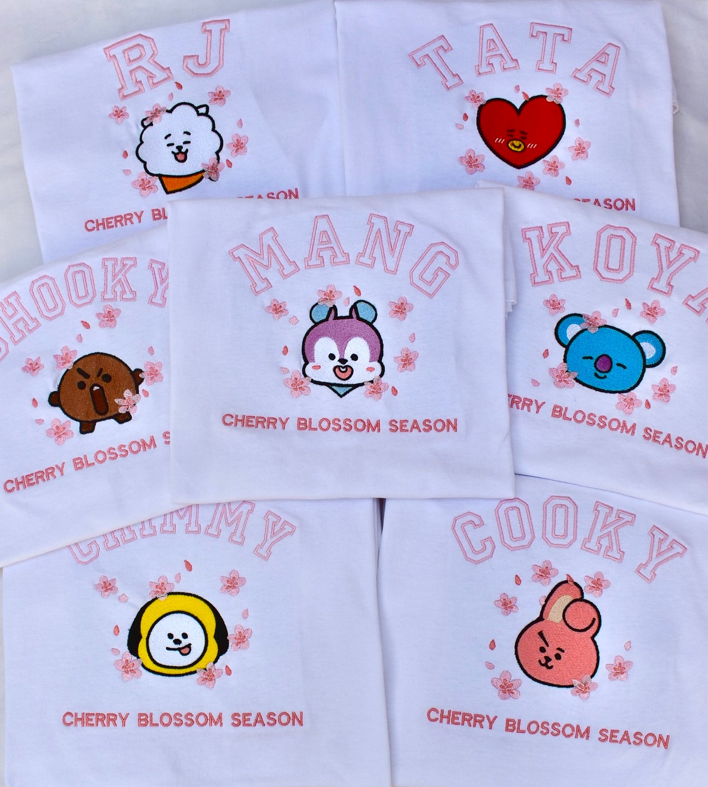 BT21 CHERRY BLOSSOM COLLECTION – Embroidered Spring Tees