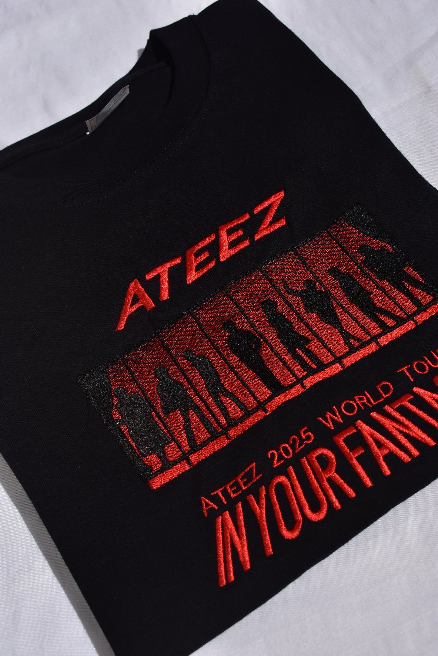 ATEEZ IN YOUR FANTASY TOUR BLACK EMBROIDERED T-SHIRT TEE shirt