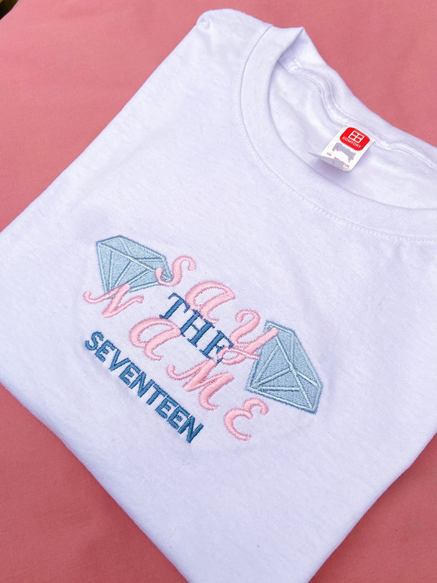 SAY THE NAME SEVENTEEN white embroidered shirt