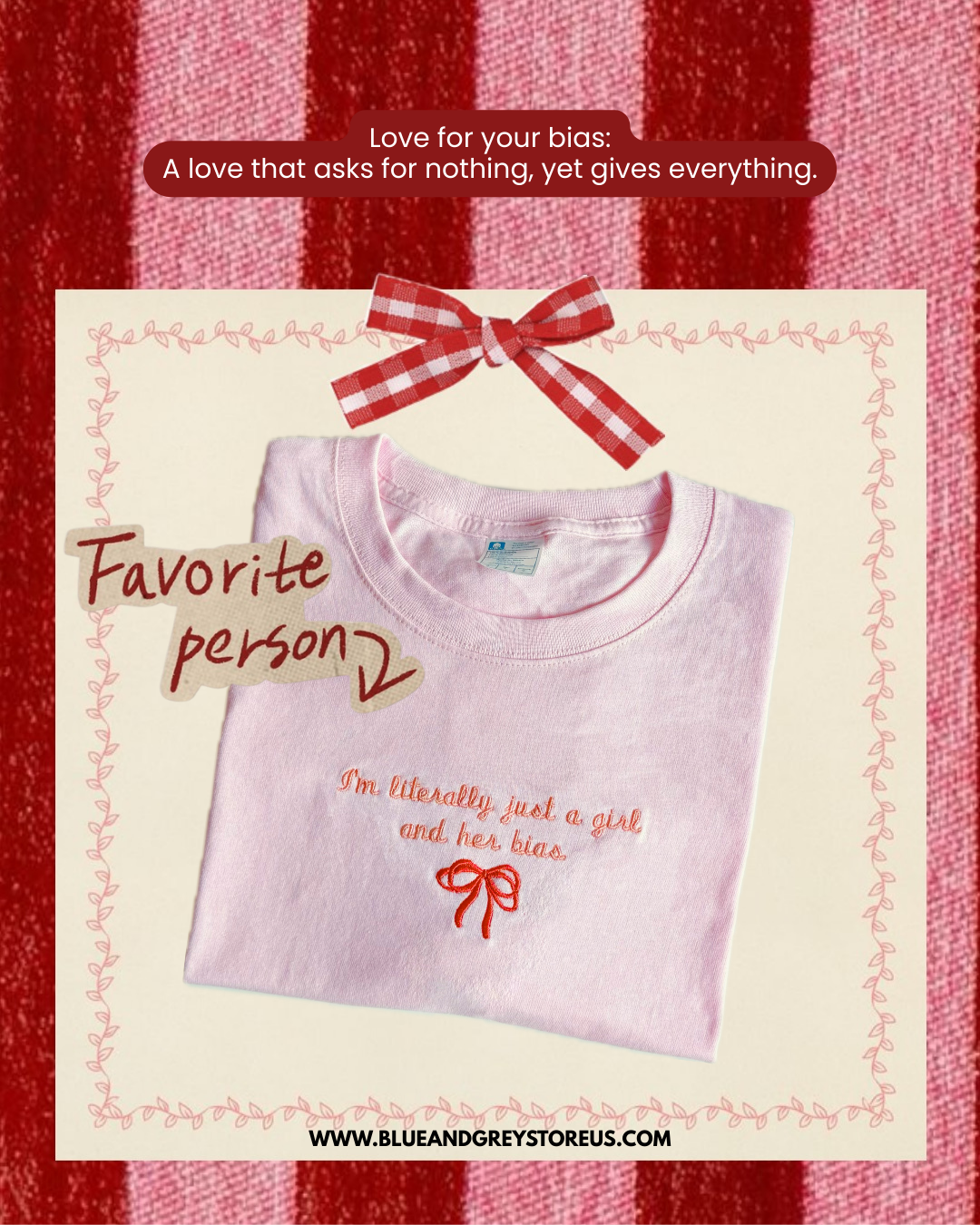 GIRL WITH HER BIAS – Cupid Collection Pink Embroidered Tee