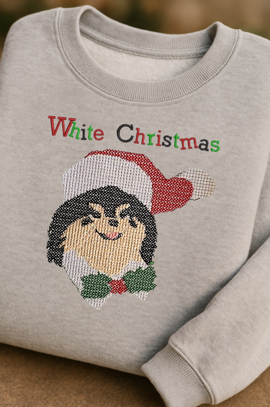 WHITE CHRISTMAS TAEHYUNG YEONTAN V BTS SWEATER EMBROIDERED GRAY SWEATSHIRT (Copia)