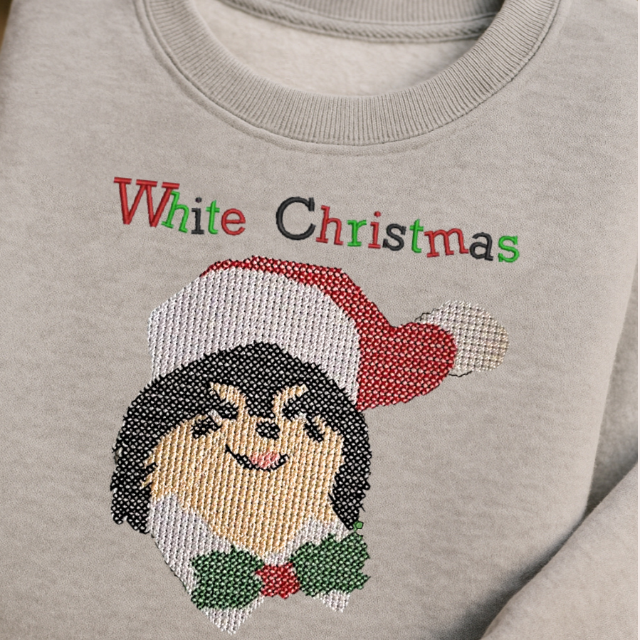 WHITE CHRISTMAS TAEHYUNG YEONTAN V BTS SWEATER EMBROIDERED GRAY SWEATSHIRT (Copia)