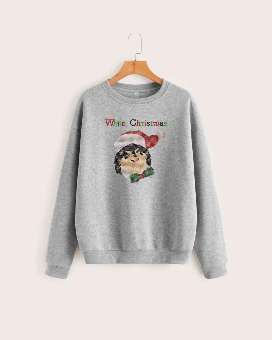WHITE CHRISTMAS TAEHYUNG YEONTAN V BTS SWEATER EMBROIDERED GRAY SWEATSHIRT (Copia)