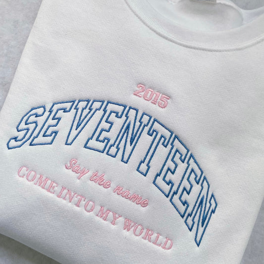 SEVENTEEN 2015 embroidered white sweatshirt