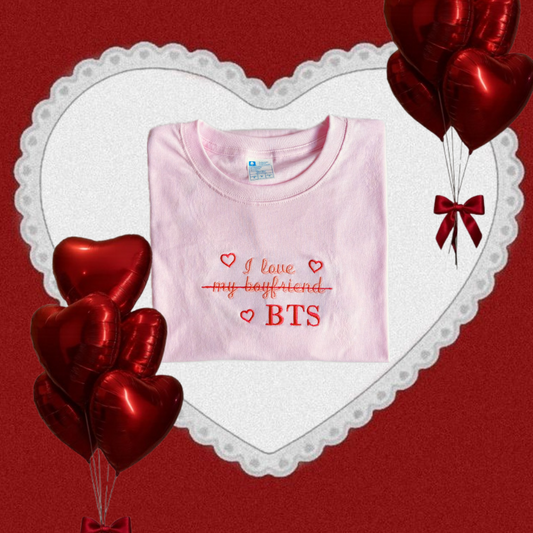 I LOVE MY… CUPID Collection – Pink Embroidered Short-Sleeve Tee