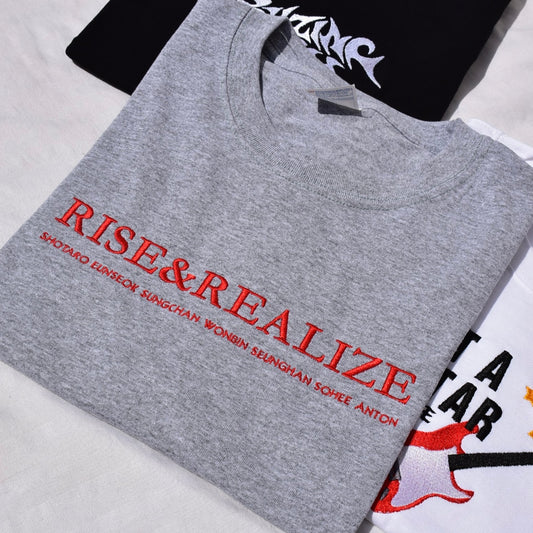 RIIZE RISE & REALIZE EMBROIDERED GRAY SHIRT