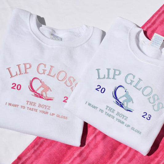 THE BOYZ LIP GLOSS EMBROIDERED SWEATSHIRT